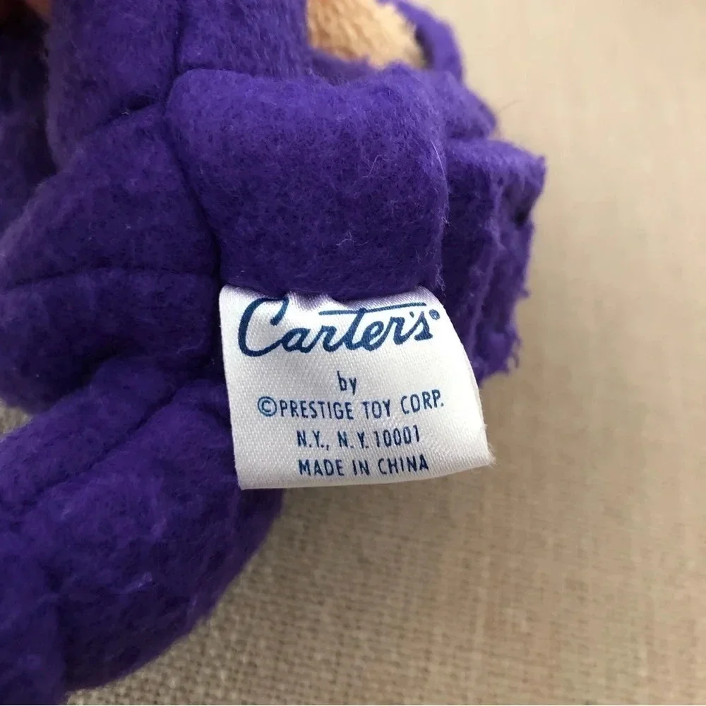Vintage carters by prestige toy‎ tiny crawling teddy bear terry cloth purple 6”